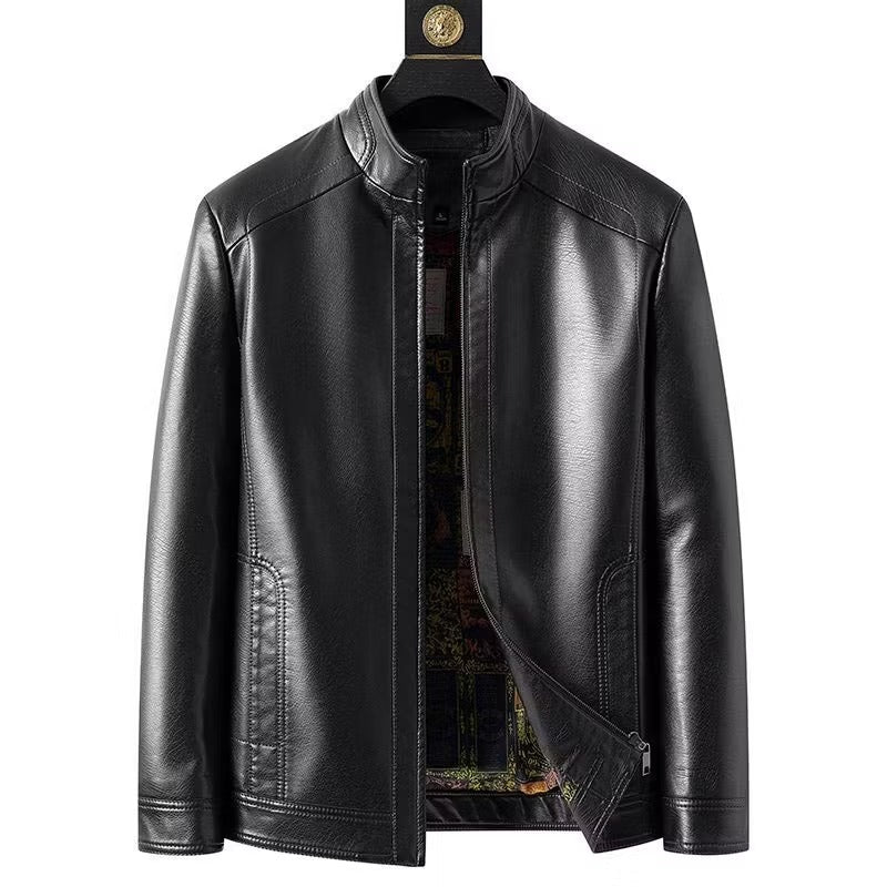 Men’s Warm Plush Lining Leather Jacket