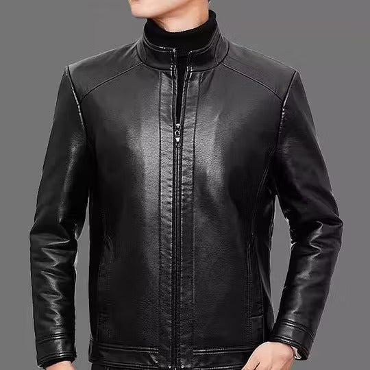 Men’s Warm Plush Lining Leather Jacket