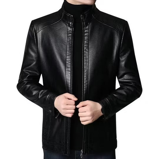 Men’s Warm Plush Lining Leather Jacket