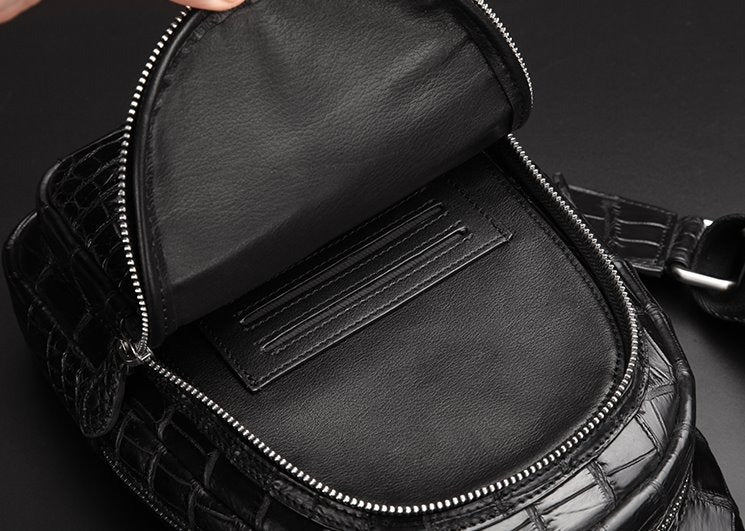 Casual Travel Alligator Leather Shoulder Sling Backpack Bag