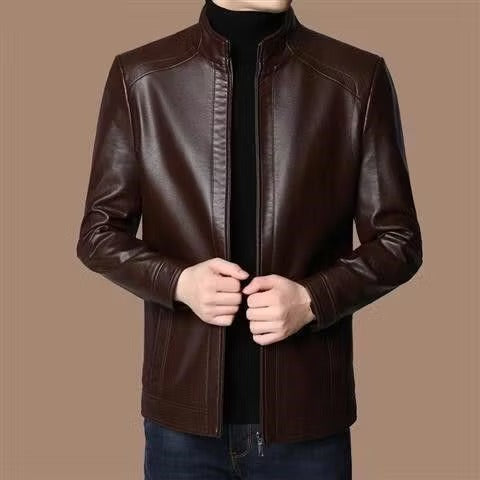 Men’s Warm Plush Lining Leather Jacket