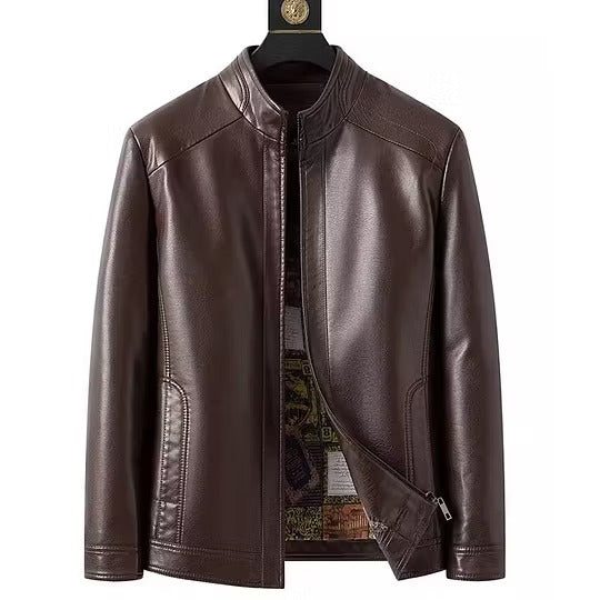 Men’s Warm Plush Lining Leather Jacket