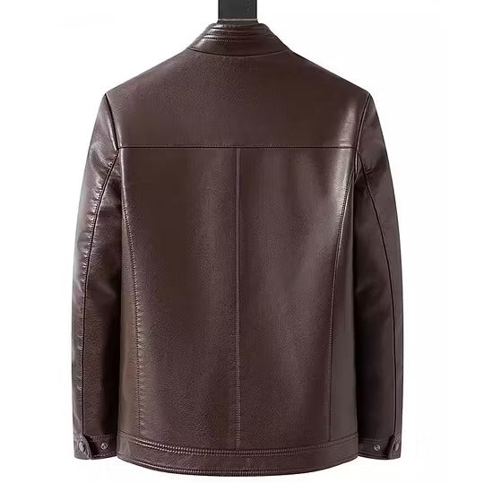 Men’s Warm Plush Lining Leather Jacket