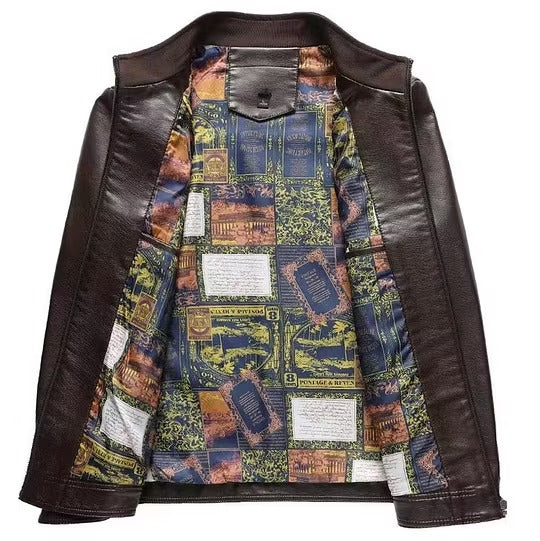 Men’s Warm Plush Lining Leather Jacket