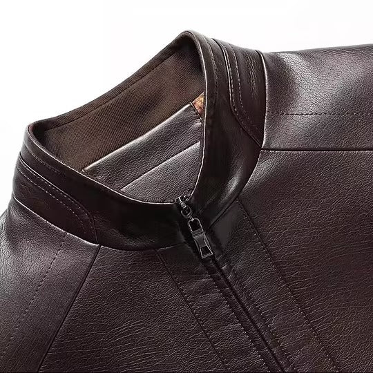 Men’s Warm Plush Lining Leather Jacket