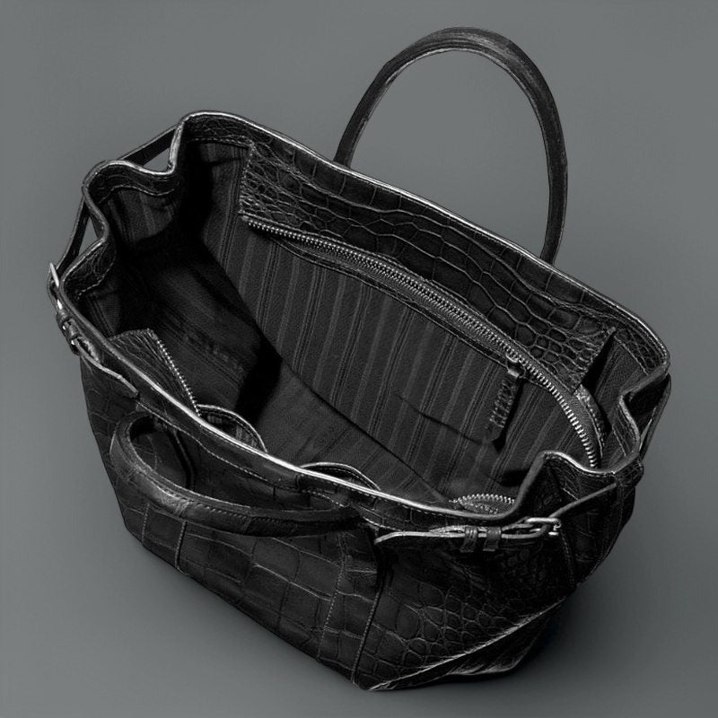 Casual Crocodile Leather Tote Bags Soft Crocodile Weekend Bags