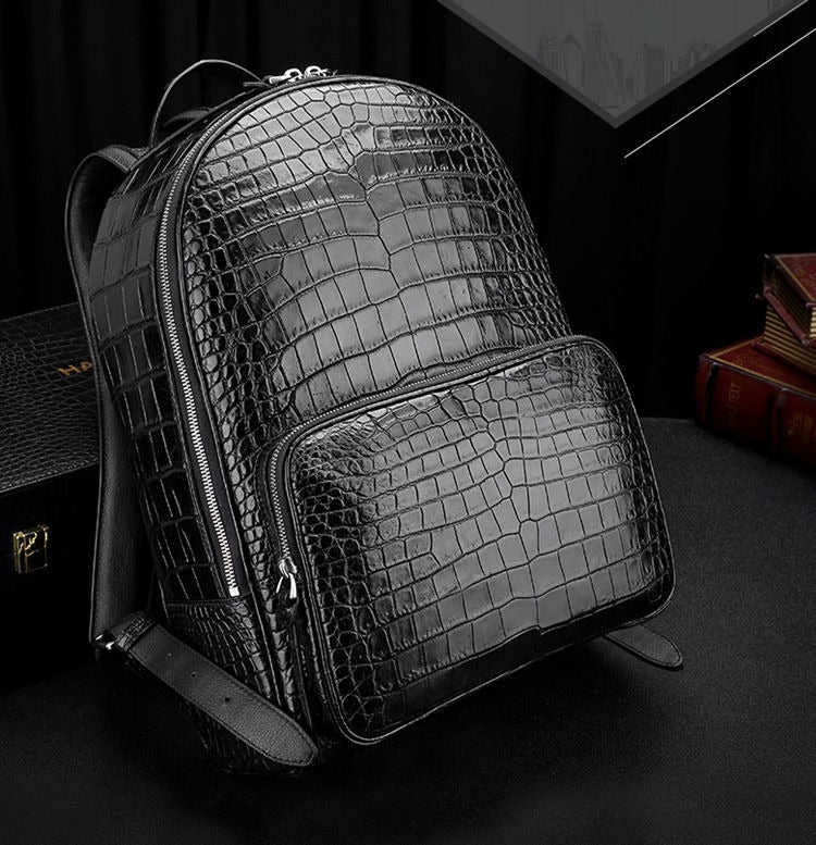 Genuine Alligator Skin Backpack, Luxury Backpack for Men